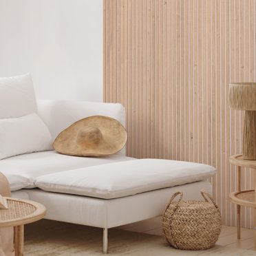 [SAMPLE 12" x 3.9"] Wood Wall Slat Panels (Pepper Oak on White)