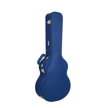 Crossrock Wooden Guitar Case -Fits OM/000-14 Fret Acoustic Guitars -Vintage Hardware, Sponge Lining, Metal Feet, Storage Space-Vibrant Blue
