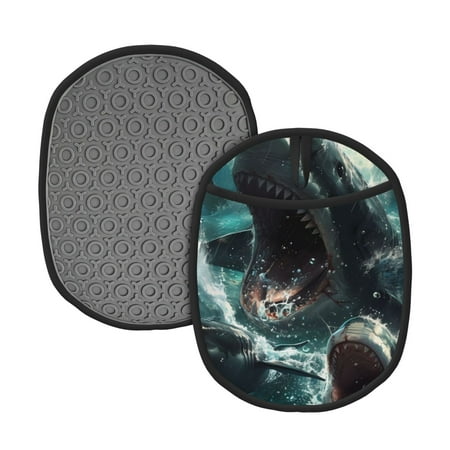 

Naloa Wave Ocean Animal Shark Silicone Pot Holders Oven Mitts Heat Resistant Hot Pads Non Slip Pot Holder for Kitchen Baking and Cooking 9.4 x 7.5 Inches