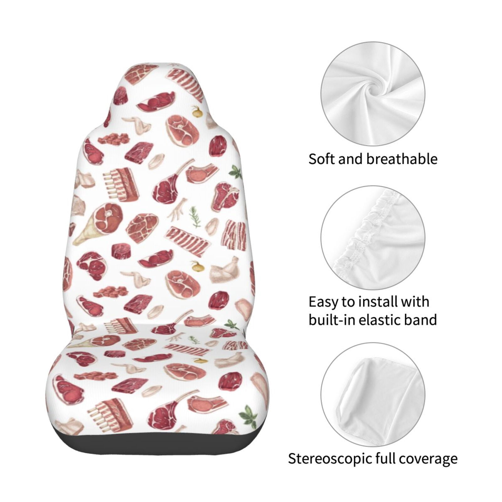Naloa Different Meat Car Seat Covers Universal Front Seat Coves for Car Accessories ,Padded Car Covers for Automotive, SUV, Truck, and Van