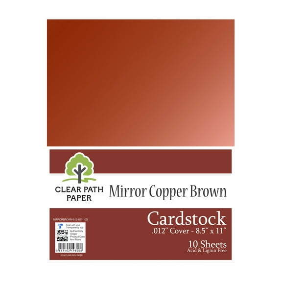 Mirror Copper Brown Cardstock - 8.5 x 11 inch - .012" Thick - 10 Sheets - Clear Path Paper