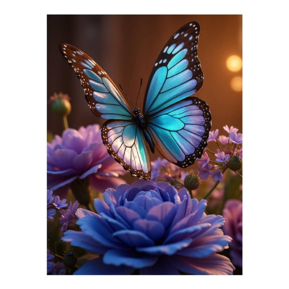 Diamond Art Kit for Adults, Butterfly On Purple Flowers Diamond Painting for Adults Beginners, DIY Diamond Art Painting Kits, 5D Diamond Painting Crafts for Home Decor 12x16 Frameless