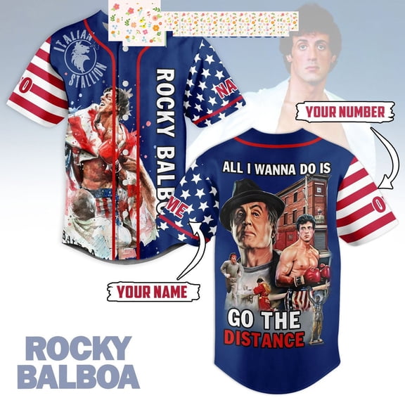 Rocky Balboa Go The Distance Personalized Baseball Jersey