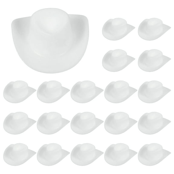 Uxcell Mini Cowboy Hat, Plastic White Tiny Cowboy Cow Girl Hats for Party Decoration