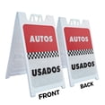 thumbnail image 2 of Autos Usados  24" x 36" Double Sided A-Frame Sidewalk Sign, Includes 2 Installed Vinyl Decals | Foldable Portable White Signicade Sandwich Board Signs, 2 of 5
