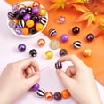 thumbnail image 3 of 1 Box 50pcs Bubblegum Beads 20mm Pen Beads Purple Orange Resin Beads Focal Beads Stripe Round Loose Beads for Pen Halloween Garland Easter Mother Jewelry Bracelet Bag Chain Making, 3 of 6