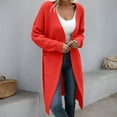 thumbnail image 2 of DHFJKG Women Knit Long Cardigan Sweater Knee-Length Solid Color Open Front Long Sleeve Drop Shoulder With Pocket Coat Fall Winter Soft Stylish Coat, 2 of 4