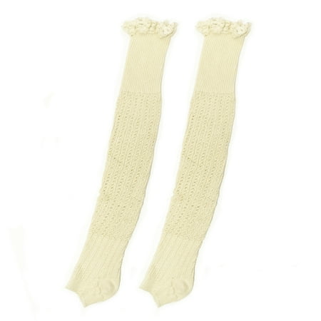 

Wrapables® Knitted Leg Warmers Boot Socks with Lace Trim Beige