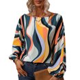 thumbnail image 1 of Mujeres Puff manga Top Crewneck obispo suave transpirable moda poliéster ropa amarillo onda L, 1 of 6