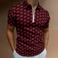 thumbnail image 2 of Red On Black Polka Dots Men Zipper T-shirt Summer Casual Short Sleeve T-shirt Top, 2 of 7