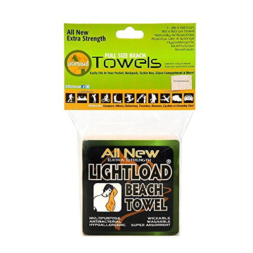 Lightload Towels Large Non Micro Fiber compressed Beach Swim Towel X Strong Packs in Your Pocket Quick Dry Super Absorbent Breathable camp Backpack Travel gym 5oz 1 Pack 36x60