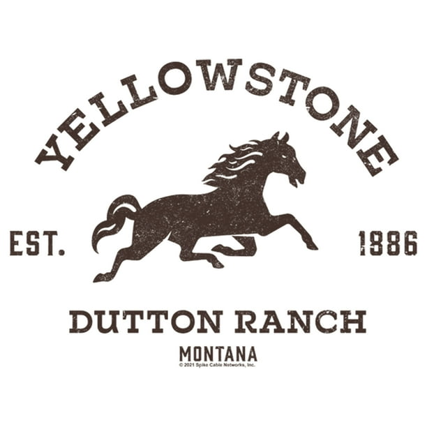 Men's Yellowstone Brown Horse Dutton Ranch Logo Est. 1886 T-Shirt - White -  Medium 