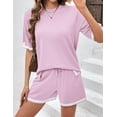 thumbnail image 2 of Ekouaer Womens Knit Lounge Set 2 Piece Sweater Sets Short Sleeve Pullover Tops Loungewear, 2 of 5