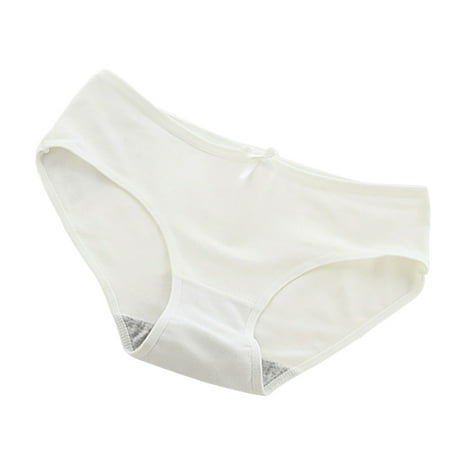 

ELENXS Women Underwear Breathable Cotton Briefs Solid Color Seamless Middle Waist