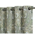 thumbnail image 4 of THD France Paisley Print Damask Energy Efficient Room Darkening Grommet Window Curtain Panels - Pair, 4 of 7