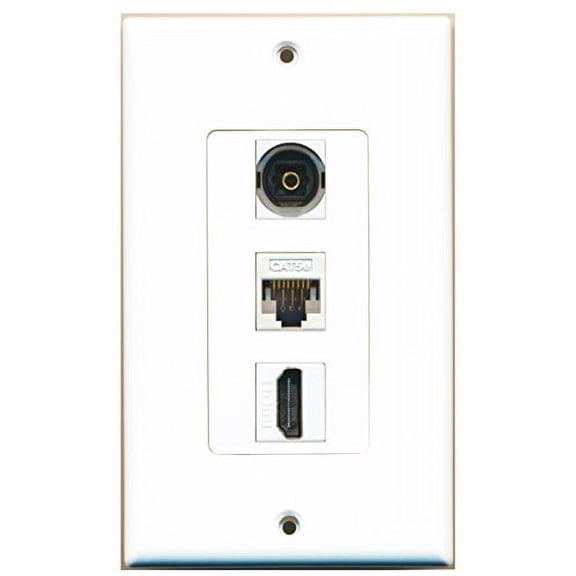RiteAV - 1 Port HDMI and 1 Port Toslink and 1 Port Cat5e Ethernet White Decorative Wall Plate