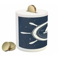 thumbnail image 2 of Vintage Boat Piggy Bank, Nautical Steering Wheel Grunge Textured Marine Sailing Journey Graphic, Ceramic Coin Bank Money Box for Cash Saving, 3.6" X 3.2", Night Blue White, by Ambesonne, 2 of 4
