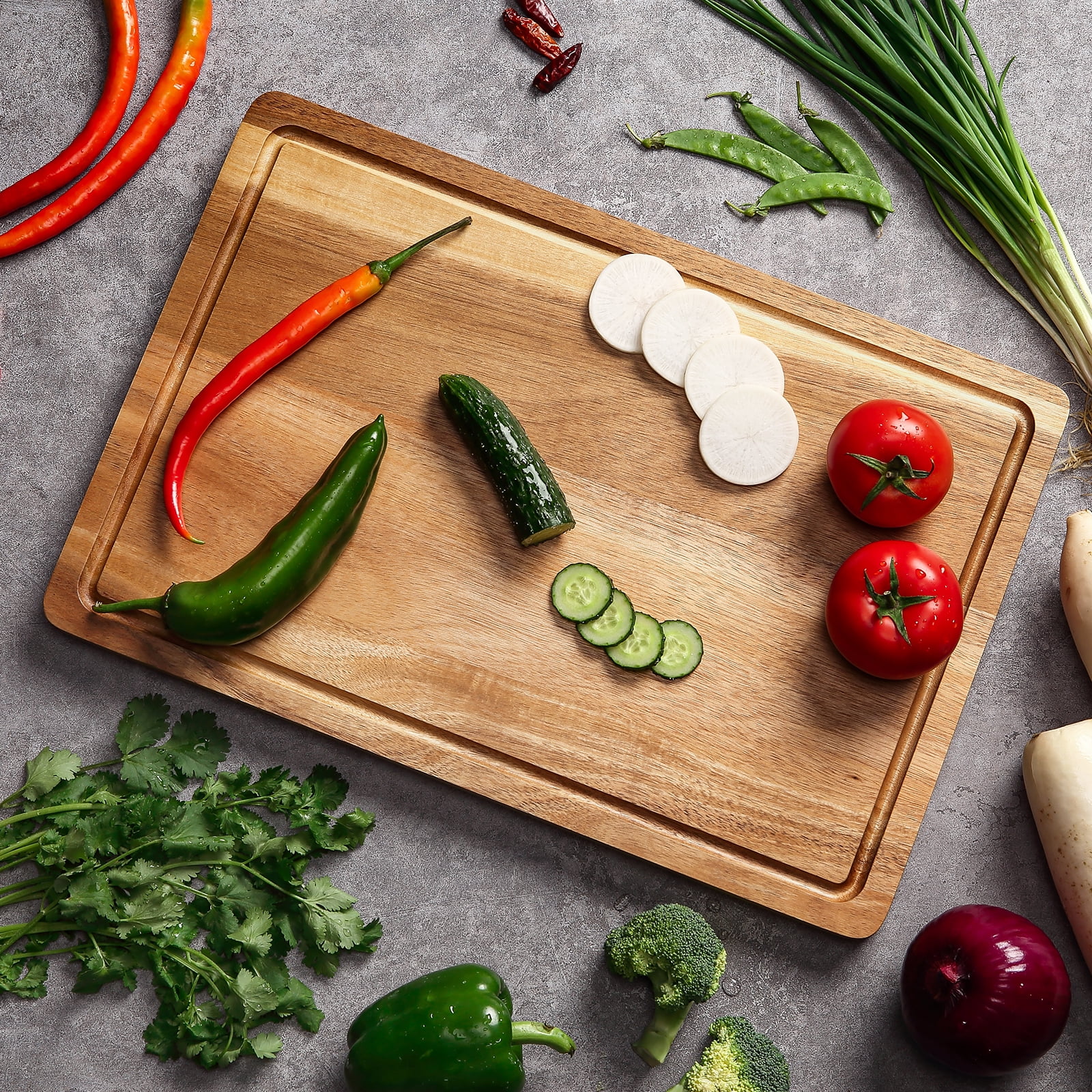 AOILE 18" x 12" Acacia Wood Cutting Boards, 1" Thick Cutting Board for kitchen, Homes & Garden