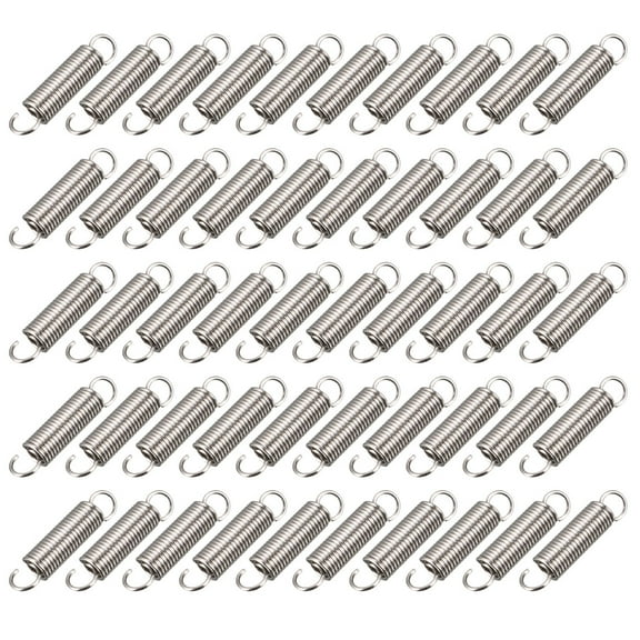0.5mmx4.1mmx18mm Nickel Plated Double Hooks Tension Springs Silver Tone 51Pcs