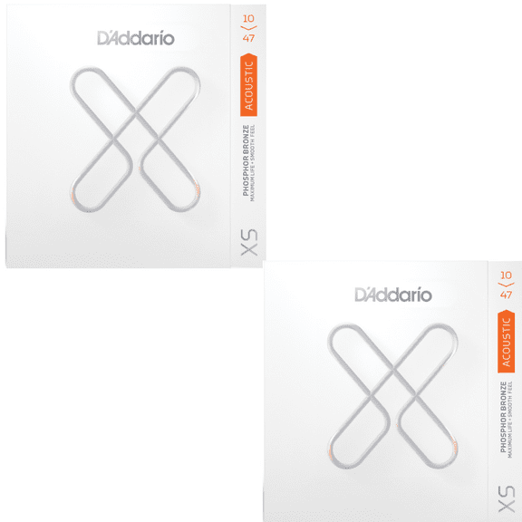 D'Addario Acoustic Guitar Strings 2-Pack Phosophor Bronze 10-47 XS Long Lasting Coating