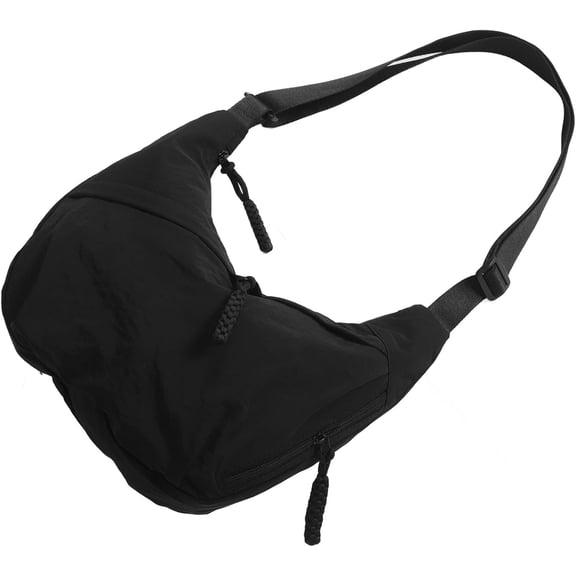 Canvas Crescent Shoulder Bag Large Capacity Crossbody Sling Underarm Purse for Women Black Casual