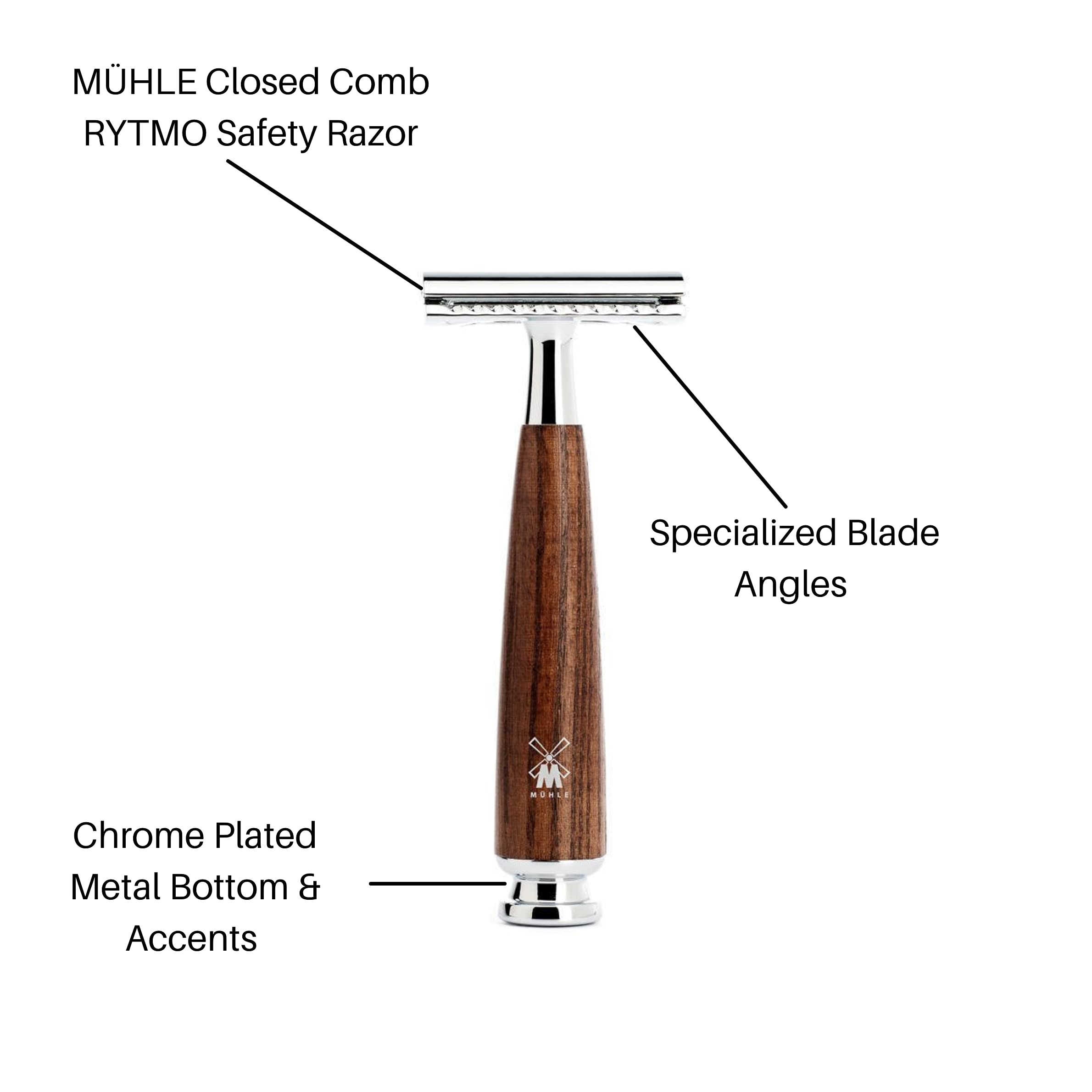 MÜHLE RYTMO Double Edge Safety Razor (Closed Comb) For Men - Perfect for Every Day Use, Barbershop Quality Close Smooth Shave
