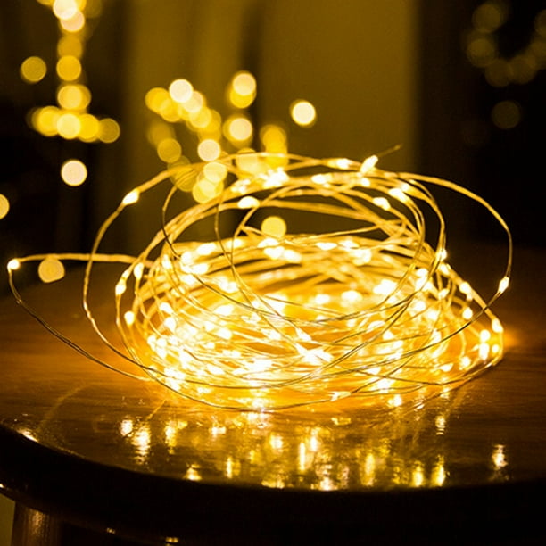 6 Luces LED Con Temporizador - Cadena De 3 M, 30 LED, Blanco Cálido, A Pilas, Para Decoración De Fiestas
