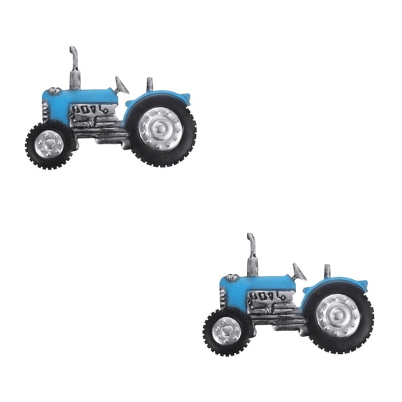 2-Pack Wrought Iron Tractor Decorative Figurines for Balcony, Garden, Patio, Rustic Farmhouse Home Decor