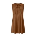 thumbnail image 5 of ZHYou Women Sleeveless Dresses, Pleated, Keyhole Neck, Tie Detail ,Soft, Breathable, Lightweight, Comfy Casual Beach Dresses with Pockets,Brown,2XL, 5 of 9