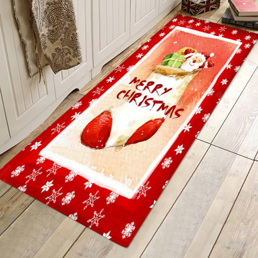Comfy Furry Floor Area Rugs Color Stripes Cozy Throw Shag Carpets Indoor Entrance Decor Door Mats Christmas Tree Ornaments with Snowflakes Doormat Shaggy Plush Rug