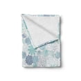 thumbnail image 2 of Botanical Soft Flannel Fleece Blanket, Repetitive Feather Mollusk Shell Succulent Print on Plain Backdrop, Cozy Plush for Indoor and Outdoor Use, 60" x 80", White Seafoam Ceil Blue, by Ambesonne, 2 of 6