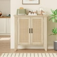 thumbnail image 6 of Buffet Cabinet, Rattan Sideboard, Small Storage Cabinet with Door and Shelf, Natural Wood Accent Cabinet for Living Room, Dining Room, Hallway, 6 of 9