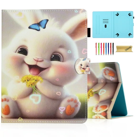 Universal 8 Inch Tablet Case, Dteck Portable Protective Folio Stand Case for 7.5 -8.5 Inch Tablet, Cute Pattern Kids Case for Samsung Tab A 8.0/Fire HD 8/iPad mini/Lenovo M8/All 8 inch Tablet,Bunny