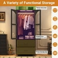 thumbnail image 6 of ChVans 2 Glass Doors Armoire Wardrobe Closet with 2 Drawer & LED Sensor Light, 72"H Arch design Clothing Storage Cabinet with Hanging Rod for Bedroom, 6 of 9
