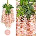 thumbnail image 2 of Babibeauty 24 Pack 3.6 Feet Artificial Fake Wisteria Vine Ratta Hanging Garland Silk Flowers String Home Party Wedding Decor (Light Pink), 2 of 8