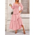 thumbnail image 3 of Vestido PRETTYGARDEN 2025 Maxi Rosa con Fruncido y Escote Cuadrado XXL, 3 of 8