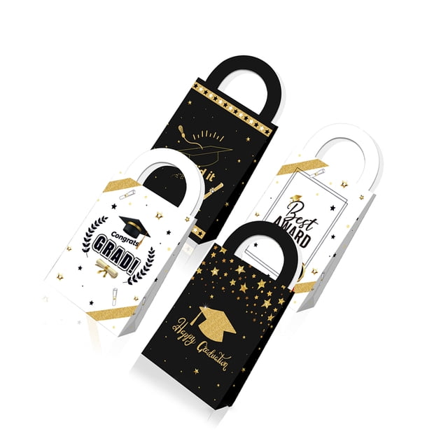 Kearding Caja de regalo con letras impresas en oro de 12 piezas, bolsa de embalaje clásica, bolsas de papel Kraft, cajas de regalo ligeras portátiles Almacenamiento y organización del hogar Kearding HA081507-01