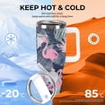 thumbnail image 4 of Vintage Flamingo 40 Oz Tumbler with Handle and Straw Lid, Stainless Steel Insulated Travel Coffee Mug, Vacuum Insulated Water Bottle for Home, Office, Car, Keep Hot/Cold for Hours, 4 of 8