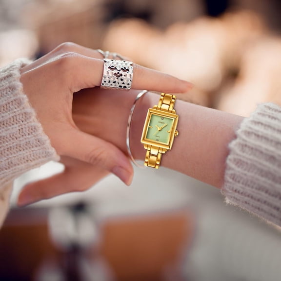 Women's Stainless Steel Waterproof Square Quartz Watch - Elegant Dress Bracelet Wristwatch Perfect for Office Casual Party & Holiday Gift for Her Use