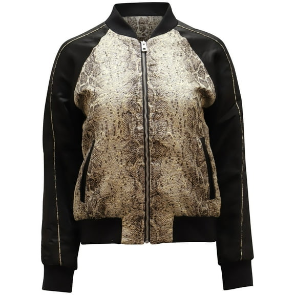 Pre-Owned Zadig and Voltaire Billy Snake Deluxe Bomber Jacket in Black Polyester