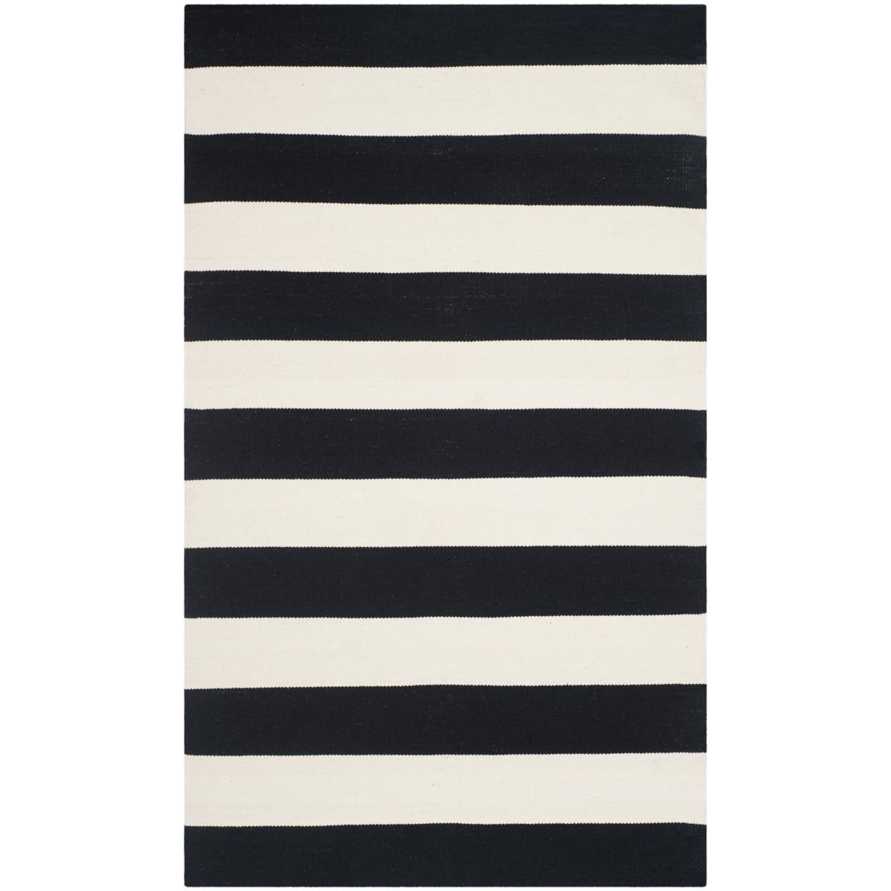 SAFAVIEH Montauk Saranna Geometric Cotton Area Rug, Black/Ivory, 10' x 10' Round