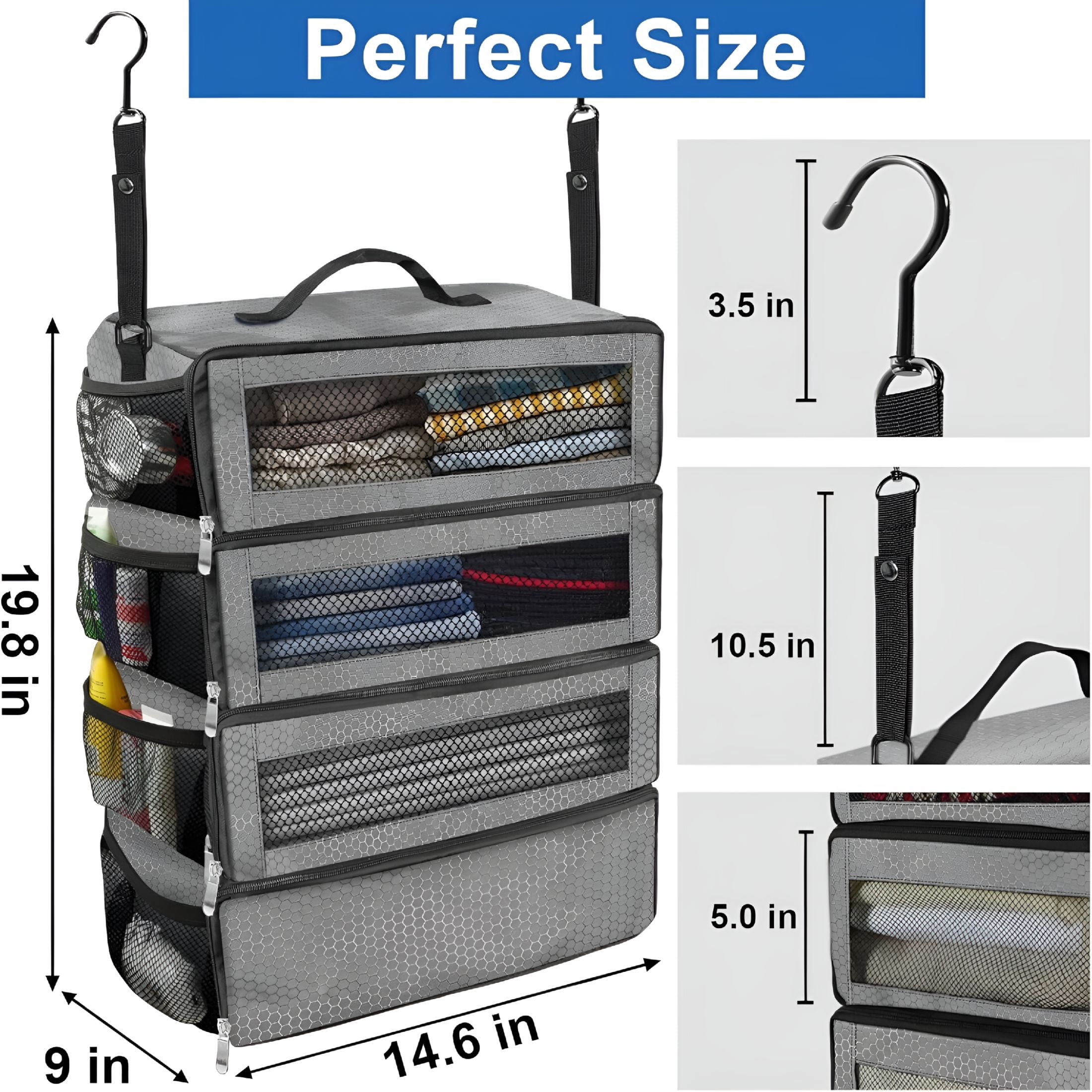 GASTROPOD 2026 New Suitcase Organizer,Travel Luggage Organizer Portable Hanging Travel Shelves Collapsible Hanging Packing Cubes for Carry-On Suitcase,For Travel,Business Trip,Vacation,Weekend Trip