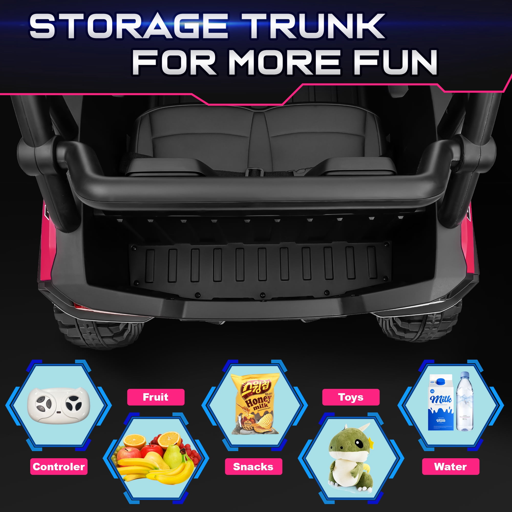 Funride 24V 4WD Electric UTV for Kids, 2-Seater Ride, Remote