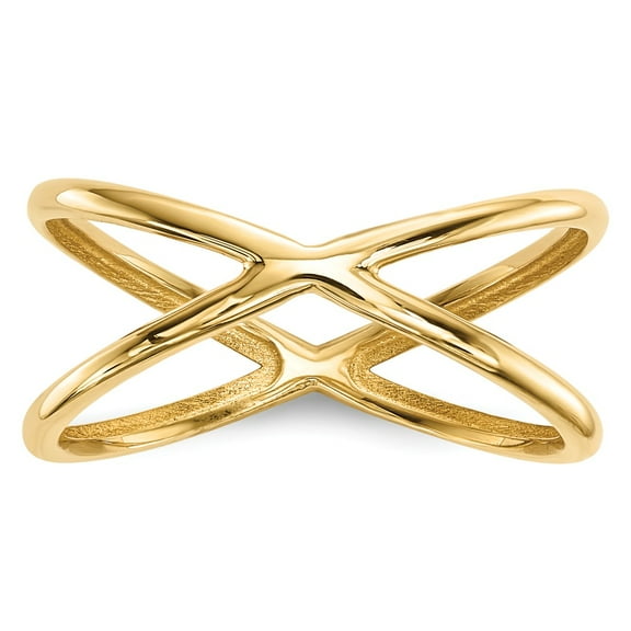 14K Yellow Gold Ring Band Fashion Open Back Polished Double