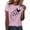 Pink, variant on kaondbfi Summer Tops for Women Women's Butterfly Print Round Neck Short Sleeve T Shirt Top Womens Essentials Fashion Clothing