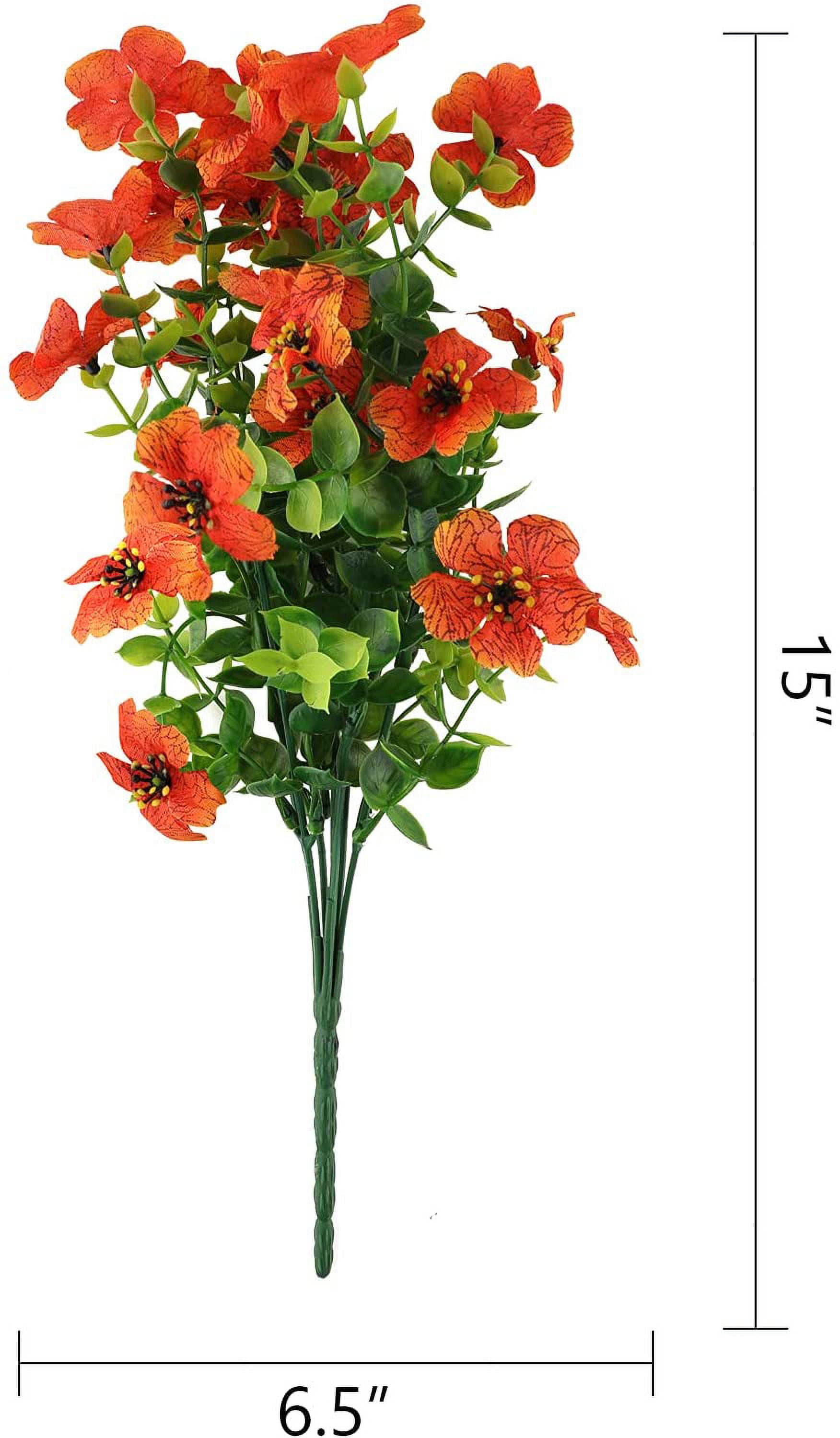 Sinhoon 12 Bundles Artificial Flowers UV Resistant Fake Plants Outdoor Faux Plastic Flowers Garden Window Box Porch Home Decor (Rosy Red)