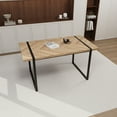 thumbnail image 2 of Dtwnek 59" Rectangular Dining Table with Metal Base, 1.5" Thick wood Tabletop Dining Table for Home, Kitchen, Dining Room, Brown, 2 of 11