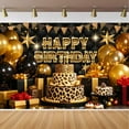 thumbnail image 2 of Happy Birthday Backdrop for Leopard Happy Birthday Party Decorations Glitter Black Gold Happy Birthday Background for Photography Black Golden Leopard Cake Birthday Decor Banner, 2 of 6