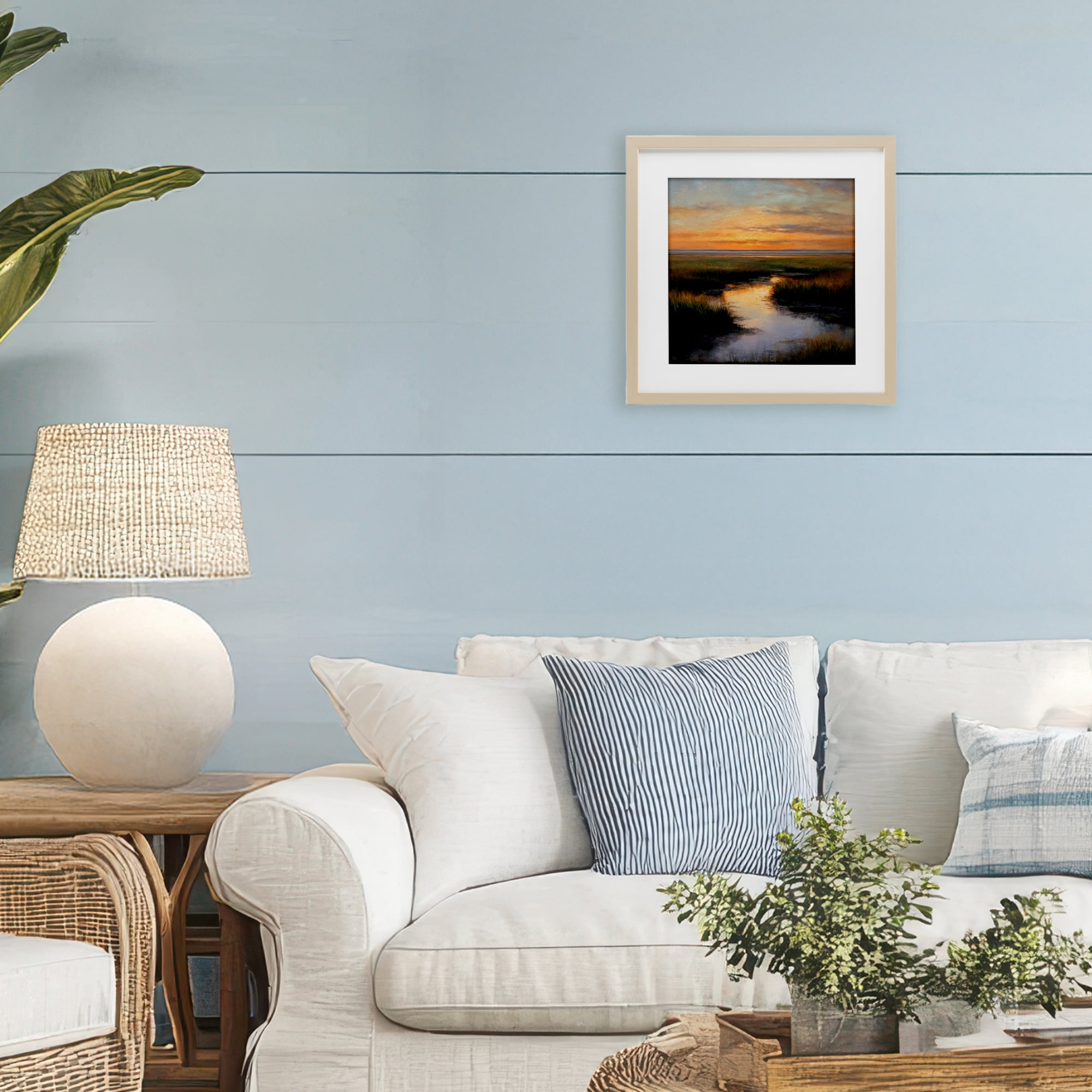 Stupell Industries Warm Marshland Sunset Birch Framed Print Under Glass, design by Petal Prints Design