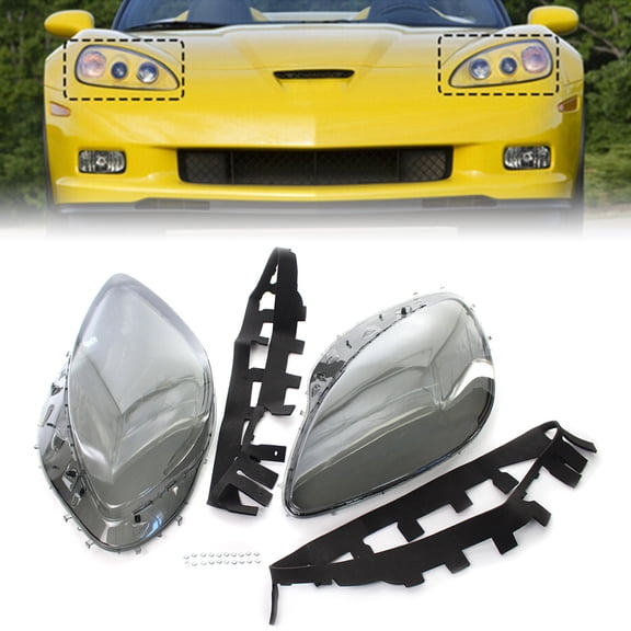 ZS Car Headlamp Headlight Lens Replacement Head Llight Lamp Cover with Gaskets For Chevrolet Corvette C6 2005-2013